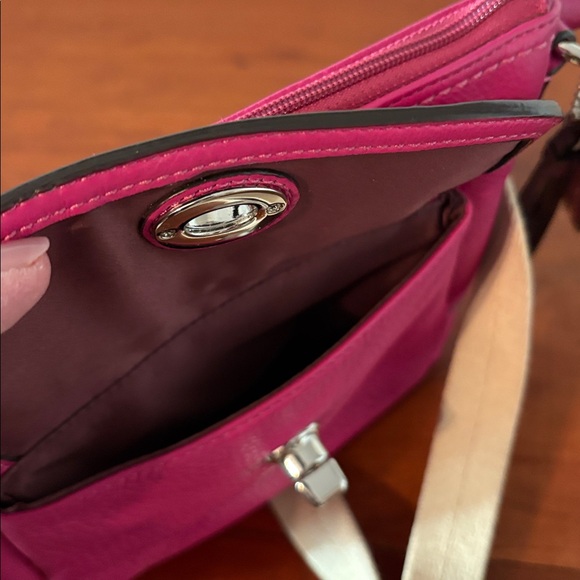 Coach Pink and Tan Leather Small Crossbody Bag with Adjustable Strap - Picture 8 of 8